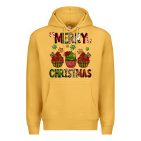 Mustard Merry Christmas cupcakes Premium Hoodie - NancyCooperArtShop