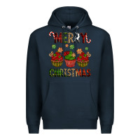 Navy Merry Christmas cupcakes Premium Hoodie - NancyCooperArtShop