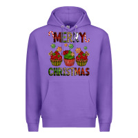 Purple Merry Christmas cupcakes Premium Hoodie - NancyCooperArtShop