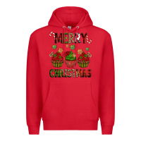 Red Merry Christmas cupcakes Premium Hoodie - NancyCooperArtShop