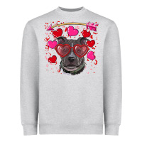 Heather Grey Valentine's day  pitbull Heavyweight Sweatshirt - RanaPortraitStore