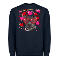 Navy Valentine's day  pitbull Heavyweight Sweatshirt - RanaPortraitStore