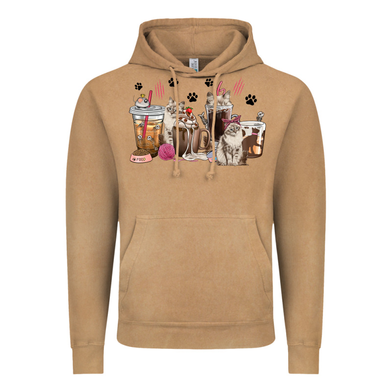 Siberian Cat Coffee Cups Vintage Hoodie by texasbilliewilder | Teevron