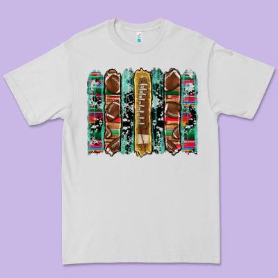 Football Serape Cowhide Turquoise Glitter  Brushstrokes Premium Tee Designed By Artiststas