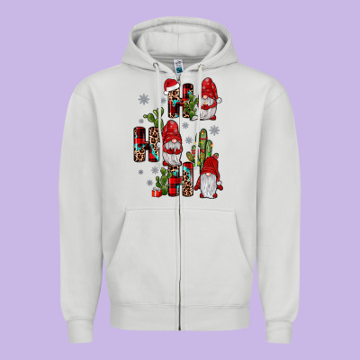 Ho Ho Ho Gnome Zipper Hoodie Designed By Jahusdesignshop