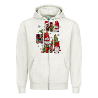 Oatmeal Heather ho ho ho gnome Zipper Hoodie - JahusDesignShop