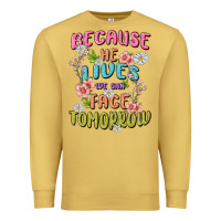 Antique Gold because he lives face tomorrow Premium Sweatshirt - MaliasSmallBusiness