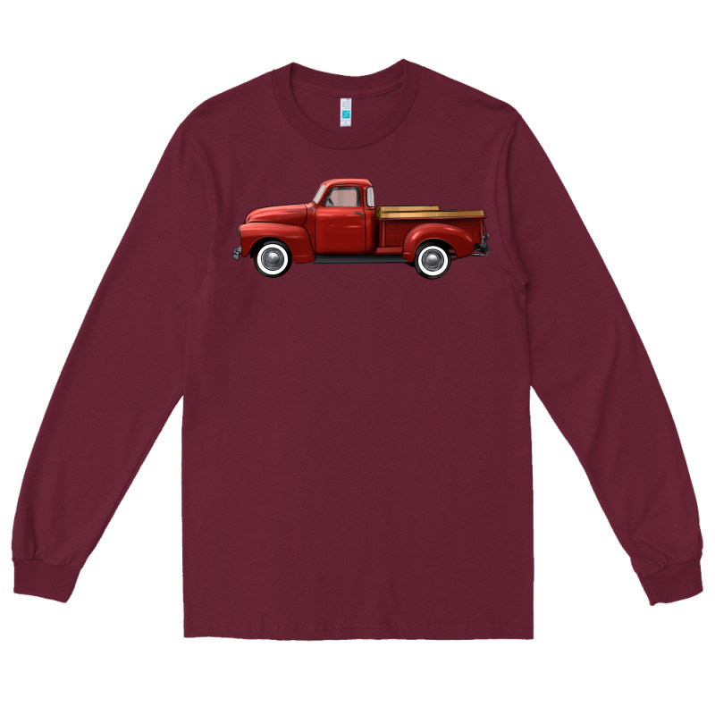 Western Red Truck Right Side View Long Sleeve Tee by FaDigitalArtStudio | Teevron