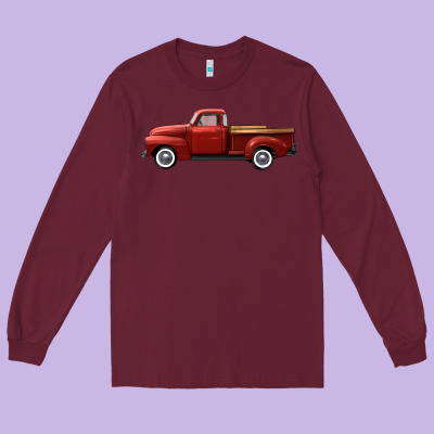 Western Red Truck Right Side View Long Sleeve Tee Designed By Fadigitalartstudio