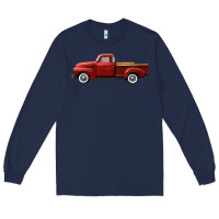 Navy western red truck right side view Long Sleeve Tee - FaDigitalArtStudio