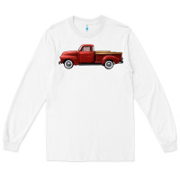 White western red truck right side view Long Sleeve Tee - FaDigitalArtStudio