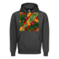 Charcoal Heather christmas gingerbread man and candy cane seamless pattern Zipper Hoodie - BundleAndBundleShop