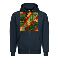 Navy christmas gingerbread man and candy cane seamless pattern Zipper Hoodie - BundleAndBundleShop