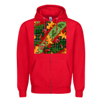Red christmas gingerbread man and candy cane seamless pattern Zipper Hoodie - BundleAndBundleShop
