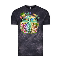 Cloud Black summer vibes with smile face and leopard Vintage Tee - texasbilliewilder