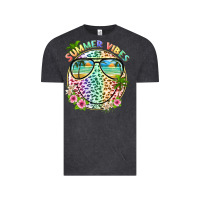 Vintage Black summer vibes with smile face and leopard Vintage Tee - texasbilliewilder