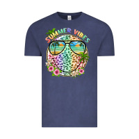 Vintage Denim summer vibes with smile face and leopard Vintage Tee - texasbilliewilder