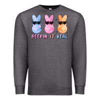 Charcoal Heather peepin it real easter glitter Premium Sweatshirt - MaliasSmallBusiness