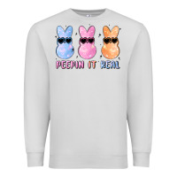 Dove Grey peepin it real easter glitter Premium Sweatshirt - MaliasSmallBusiness