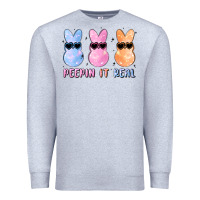 Heather Grey peepin it real easter glitter Premium Sweatshirt - MaliasSmallBusiness
