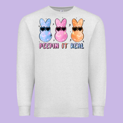 Peepin It Real Easter Glitter Premium Sweatshirt Designed By Maliassmallbusiness