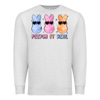 Oatmeal Heather peepin it real easter glitter Premium Sweatshirt - MaliasSmallBusiness