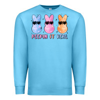 Ocean Blue peepin it real easter glitter Premium Sweatshirt - MaliasSmallBusiness