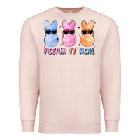 Pale Pink peepin it real easter glitter Premium Sweatshirt - MaliasSmallBusiness
