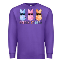 Purple peepin it real easter glitter Premium Sweatshirt - MaliasSmallBusiness