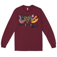 Burgundy peace love let's get it Long Sleeve Tee - CowhideDigitalArt