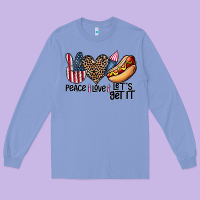 Peace Love Let's Get It Long Sleeve Tee Designed By Cowhidedigitalart