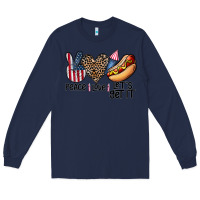 Navy peace love let's get it Long Sleeve Tee - CowhideDigitalArt