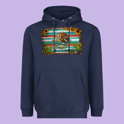 Cactus Turquoise Serape Leopard Mexican Flag Heavyweight Hoodie Designed By Jasminsmagicworld