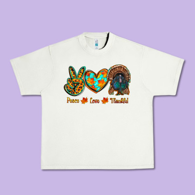Peace Love Thankful Urban Heavy Tee Designed By Ranaportraitstore