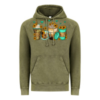 Vintage Olive sunflowers coffee cups Vintage Hoodie - Zillion Design Studio