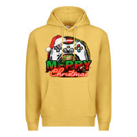 Antique Gold Gamer Merry Christmas Premium Hoodie - NancyCooperArtShop