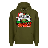 Army Green Gamer Merry Christmas Premium Hoodie - NancyCooperArtShop