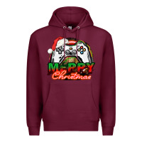 Burgundy Gamer Merry Christmas Premium Hoodie - NancyCooperArtShop