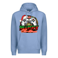 Colony Blue Gamer Merry Christmas Premium Hoodie - NancyCooperArtShop