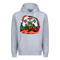 Heather Grey Gamer Merry Christmas Premium Hoodie - NancyCooperArtShop