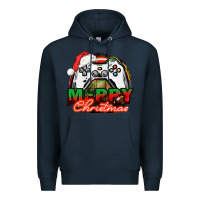 Navy Gamer Merry Christmas Premium Hoodie - NancyCooperArtShop
