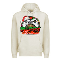 Oatmeal Heather Gamer Merry Christmas Premium Hoodie - NancyCooperArtShop