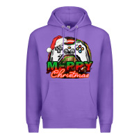 Purple Gamer Merry Christmas Premium Hoodie - NancyCooperArtShop