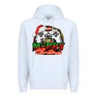 White Gamer Merry Christmas Premium Hoodie - NancyCooperArtShop