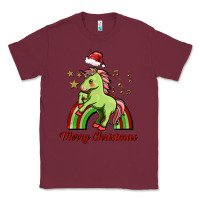 Burgundy merry christmas unicorn Classic Tee - FaDigitalArtStudio