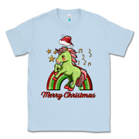 Dusty Blue merry christmas unicorn Classic Tee - FaDigitalArtStudio