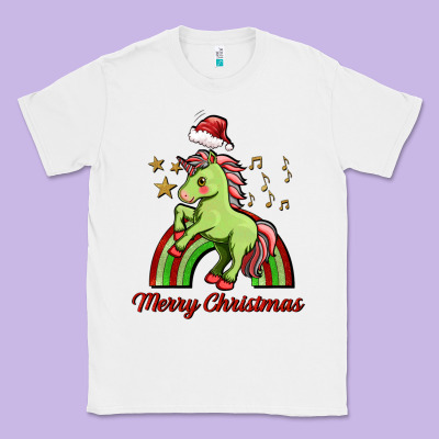 Merry Christmas Unicorn Classic Tee Designed By Fadigitalartstudio