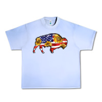 Grape Ice bison amerıcan flag Urban Heavy Tee - BarkalooDesign