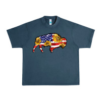 Midnight Navy bison amerıcan flag Urban Heavy Tee - BarkalooDesign