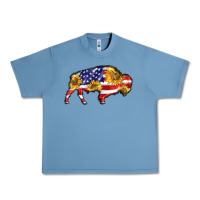 Pebble Blue bison amerıcan flag Urban Heavy Tee - BarkalooDesign